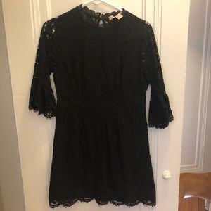 Black lace mini cocktail dress
